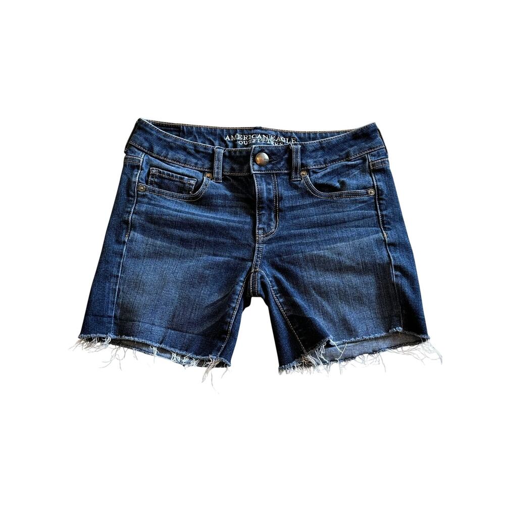 American Eagle Outfitters Midi Jean Shorts Dark Wash Size 4